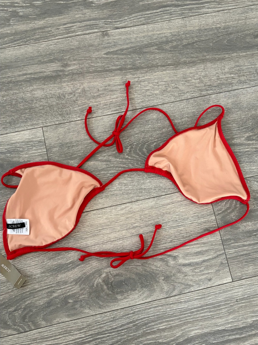 J. Crew Bright Red Bikini Top with Peach Lining - Picture 2 of 3
